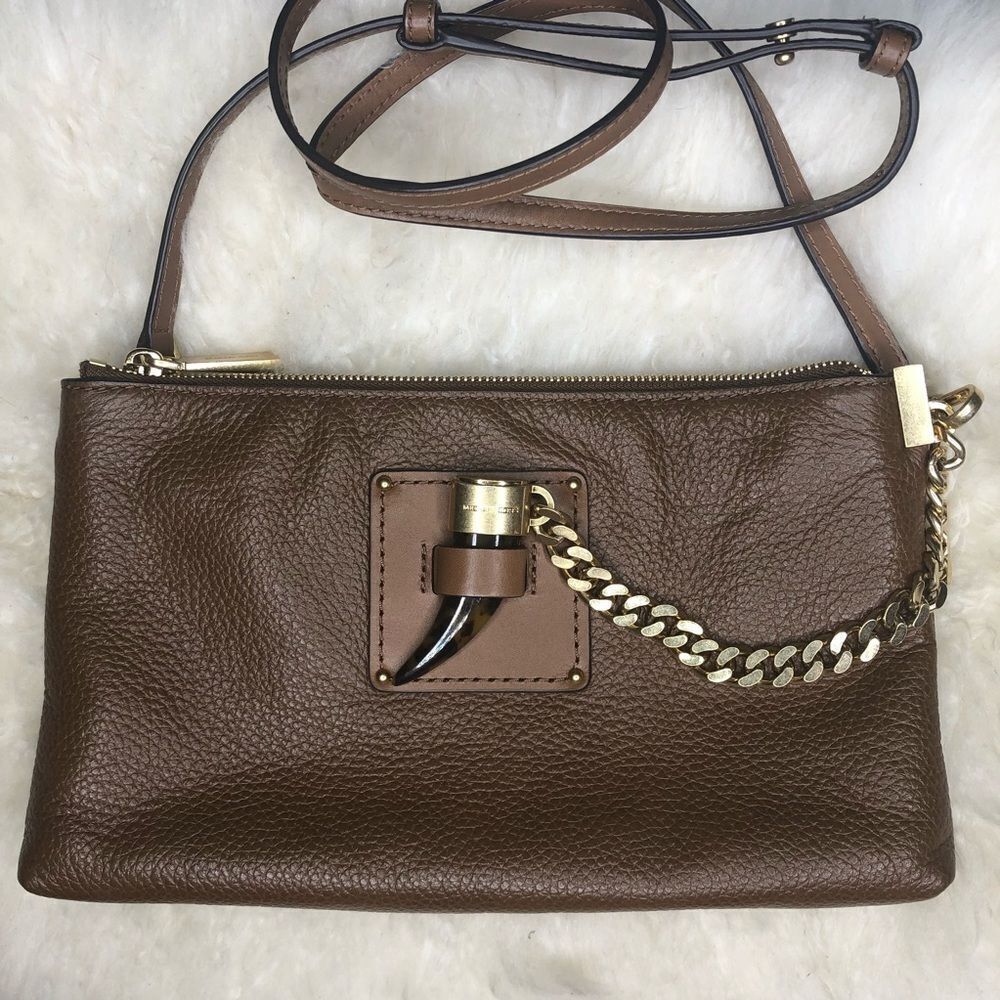 Michael Kors Tan Tortoise Crossbody Zipper Bag